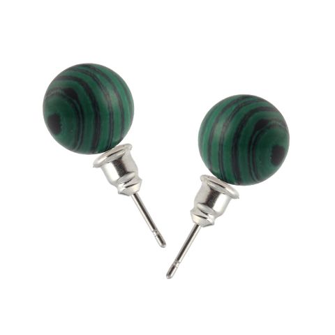 1 Pair Retro Commute Round Inlay Natural Stone Turquoise Tiger Eye Gem Ear Studs
