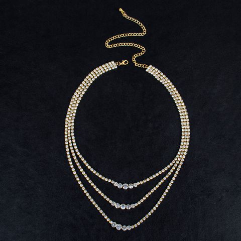 Exaggerated Geometric Rhinestone Plating Women's Layered Necklaces