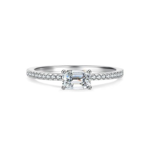 Elegant Square Sterling Silver Inlay Zircon Rings