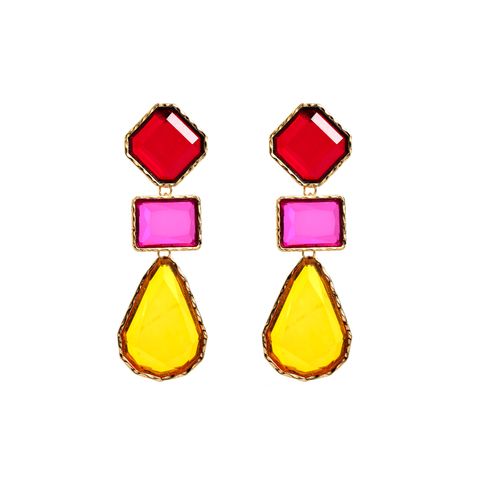 Casual Elegant Sweet Square Alloy Inlay Resin Gold Plated Women's Drop Earrings