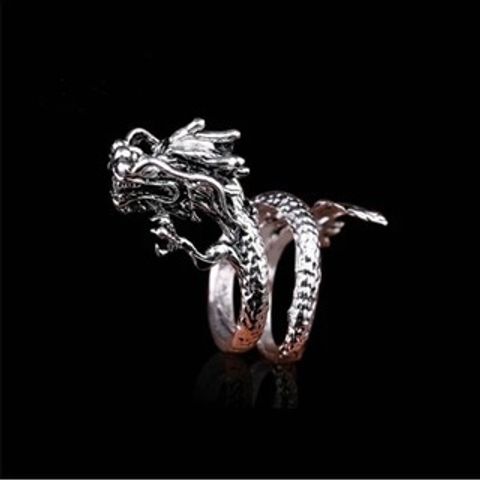 Chinoiserie Retro Cool Style Dragon Metal Plating Unisex Open Ring