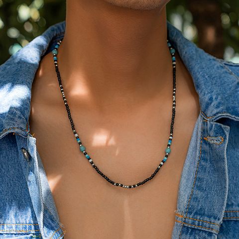 Ig Style Simple Style Multicolor Ccb Beaded Turquoise Handmade Men's Long Necklace