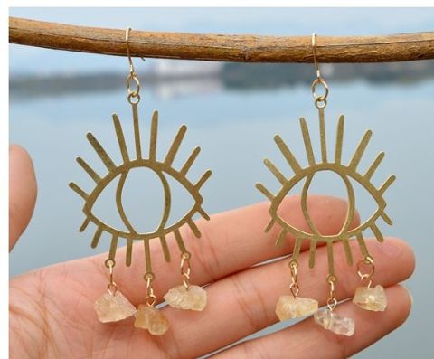 1 Pair Retro Eye Plating Crystal Glass Drop Earrings