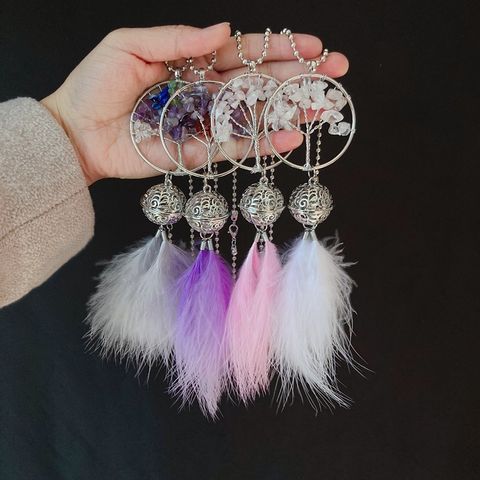 Creative Pachira Macrocarpa Lucky Tree Palace Bell Feather Dreamcatcher Automobile Hanging Ornament