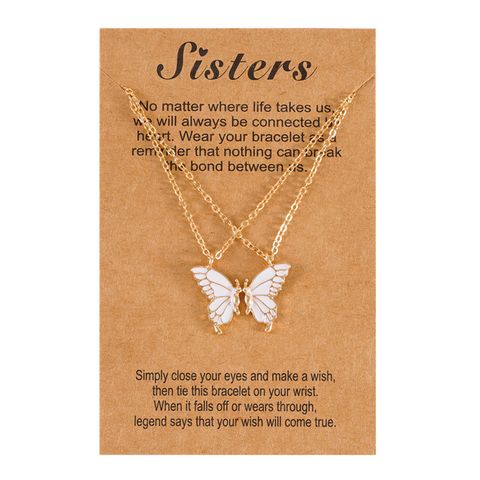 Sweet Butterfly Alloy Enamel Women's Pendant Necklace