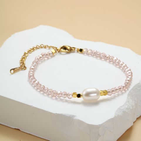Vacation Colorful Artificial Crystal Freshwater Pearl Beaded Handmade Women's Bracelets