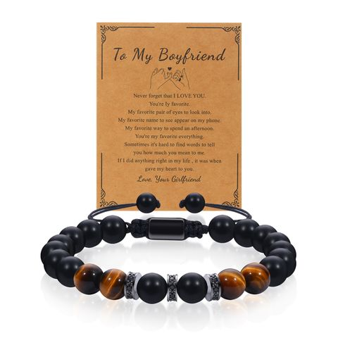 Commute Round Tiger Eye Beaded Men's Bracelets