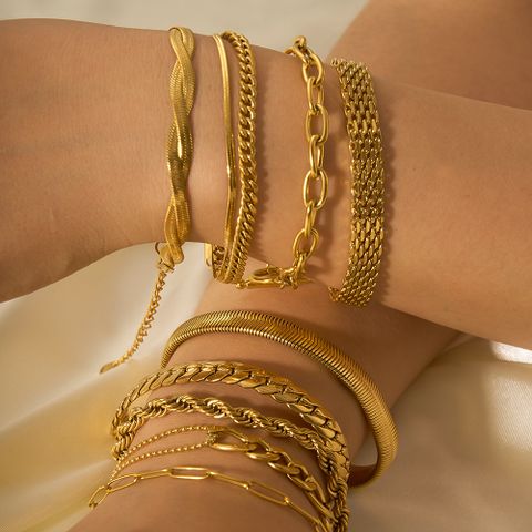 Modern Style Geometric 201 Stainless Steel 18K Gold Plated Bracelets In Bulk