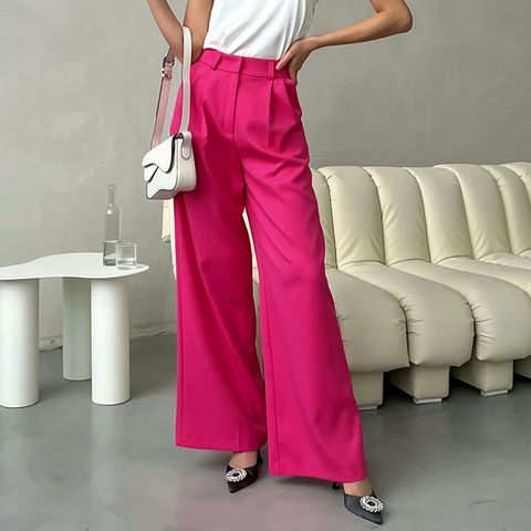 Women's Street Casual Streetwear Solid Color Full Length Button Casual Pants