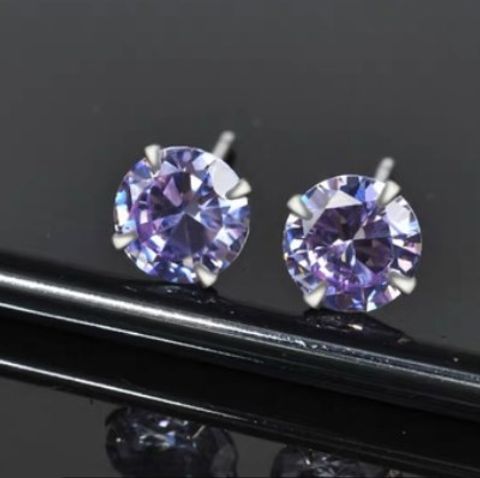 1 Pair Lady Simple Style Geometric Inlay Sterling Silver Birthstone Ear Studs