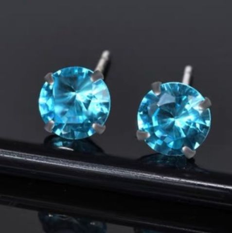 1 Pair Lady Simple Style Geometric Inlay Sterling Silver Birthstone Ear Studs