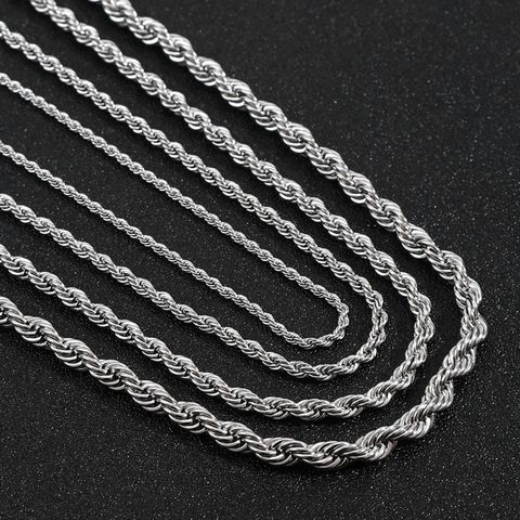 Casual Simple Style Solid Color Stainless Steel Plating Silver Plated Men's Necklace