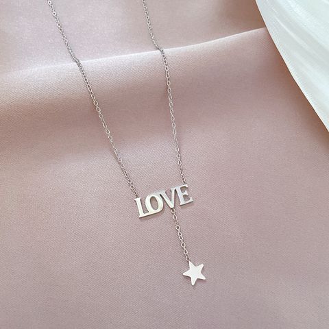 Simple Style Love Star Titanium Steel Plating Necklace