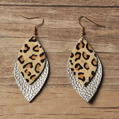 1 Pair Ethnic Style Leopard Pu Leather Drop Earrings