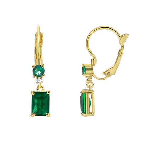 1 Pair Elegant Square Plating Inlay Copper 18k Gold Plated Drop Earrings