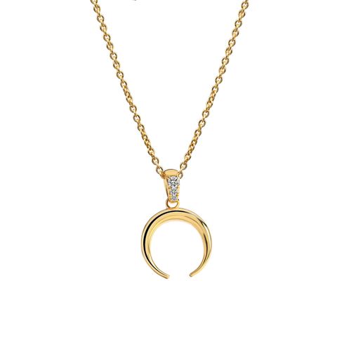 Modern Style Moon Copper Plating Inlay Zircon 18k Gold Plated Pendant Necklace