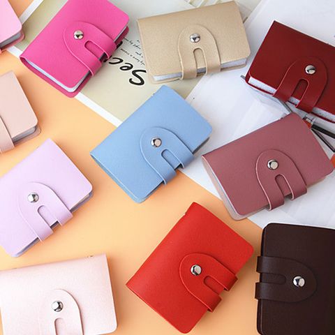 Unisex Solid Color Pu Leather Card Holders