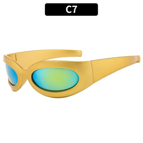 Y2k Punk Gradient Color Ac Oval Frame Full Frame Women's Sunglasses