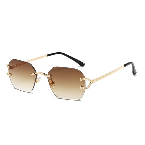 Basic Lady Simple Style Solid Color Pc Polygon Frameless Women's Sunglasses