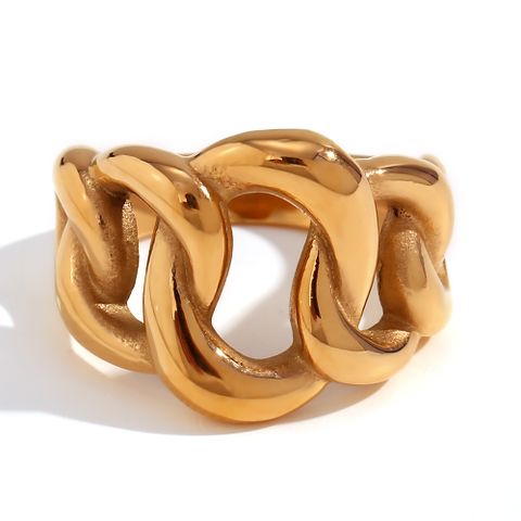Vintage Style Simple Style Classic Style Solid Color Stainless Steel 18k Gold Plated Rings In Bulk