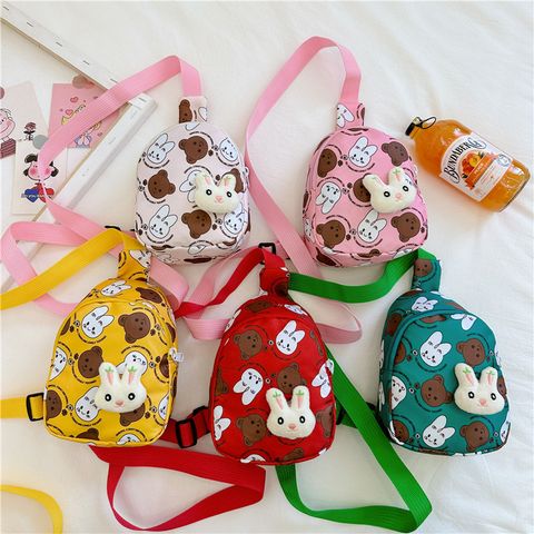 Kid's Small Nylon Animal Cute Square Zipper Crossbody Bag