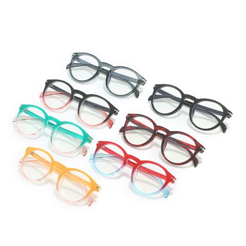 Basic Simple Style Color Block Pc Round Frame Full Frame Optical Glasses