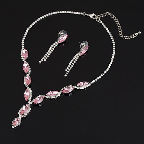 Prinzessin Glam Wassertropfen Strasssteine Künstlicher Kristall Großhandel Ohrringe Halskette