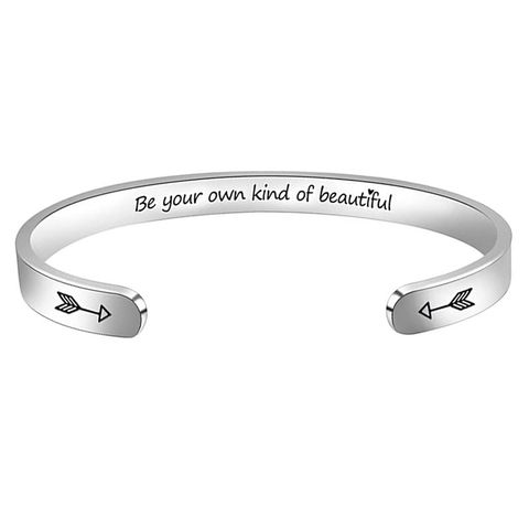 Simple Style Letter Stainless Steel Cuff Bracelets