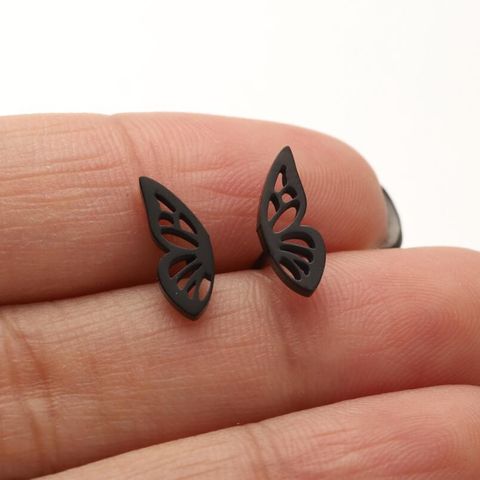1 Pair Simple Style Butterfly Plating Hollow Out Stainless Steel Ear Studs