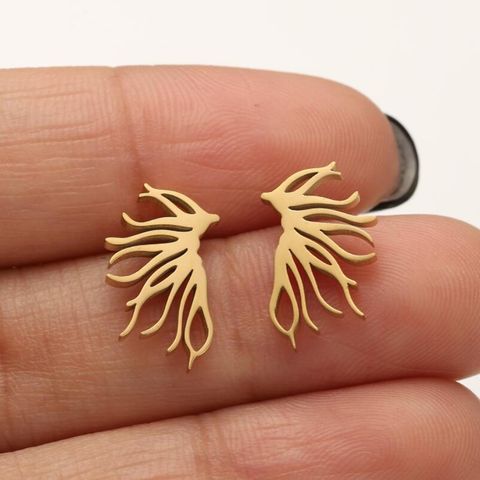 1 Pair Lady Classic Style Coral Plating Stainless Steel Ear Studs