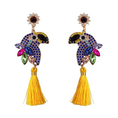 Ig Style Parrot Alloy Inlay Rhinestones Women's Drop Earrings