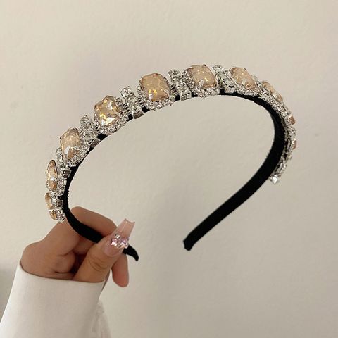 South Korea's New Crystal Full Diamond Headband Summer Simple Hair Hole Steel Ring Thin Edge Headband Wholesale Nihaojewelry