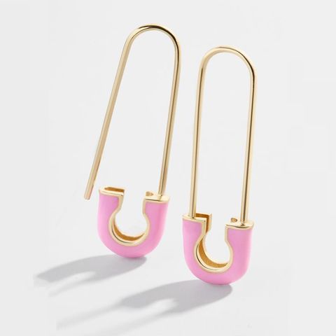 1 Pair Simple Style Pin Copper Plating Gold Plated Earrings