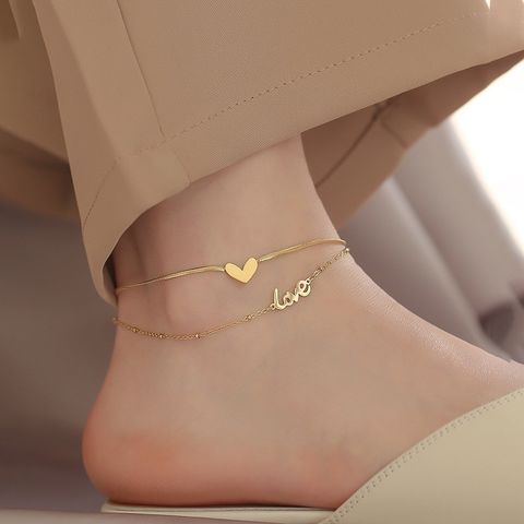 Wholesale Jewelry Elegant Classical Lady Letter Heart Shape Titanium Steel Anklet