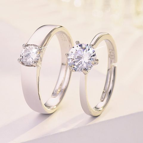 Elegant Romantic Shiny Geometric Brass Inlay Artificial Gemstones Open Ring