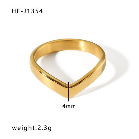 Stainless Steel 18K Gold Plated Vintage Style Plating Geometric Heart Shape Open Ring