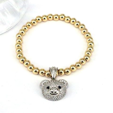 Elegante Hip Hop Estilo Simple Oso Cobre Enchapado Embutido Circón Chapado En Oro Pulsera