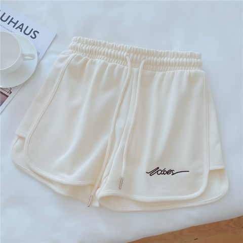 Women's Street Classic Style Solid Color Shorts Embroidery Baggy Shorts