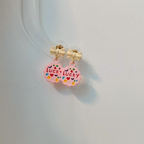 Original Design Heart Shape Butterfly Bow Knot Alloy Stoving Varnish Women's Drop Earrings