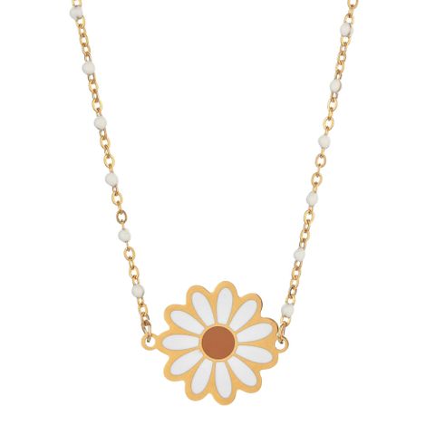 Sweet Daisy Stainless Steel Alloy Enamel Plating Women's Necklace