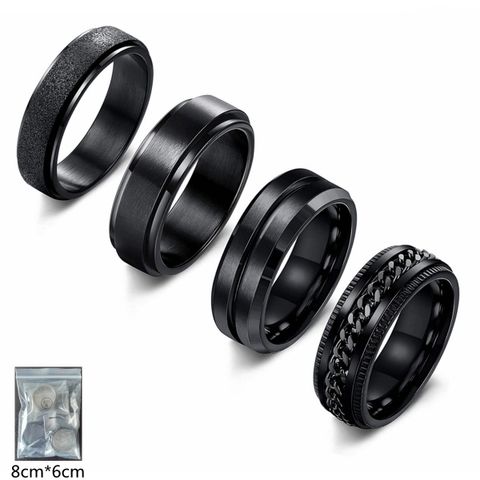 Simple Style Geometric Titanium Steel Plating Men's Rings