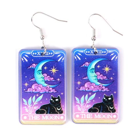 Cartoon Style Cat Arylic Printing Women's Drop Earrings