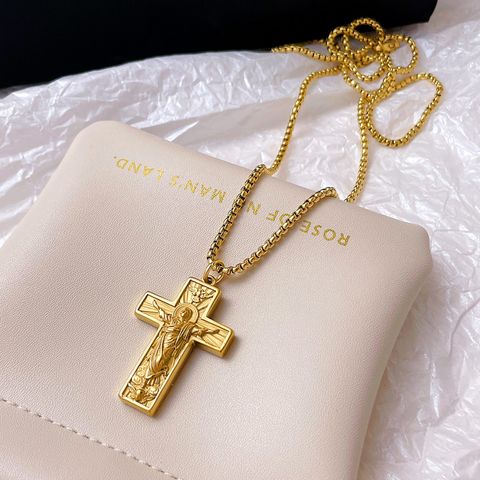 Classic Style Cross Stainless Steel Titanium Steel Plating Necklace