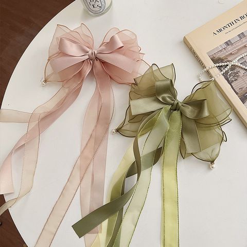 Sweet Solid Color Cloth Bowknot Hair Clip