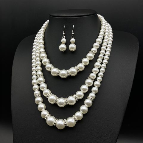 Vintage Style Geometric Arylic Imitation Pearl Wholesale Necklace