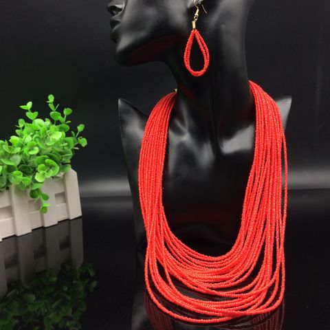 Ethnic Style Solid Color Arylic Women's Long Necklace