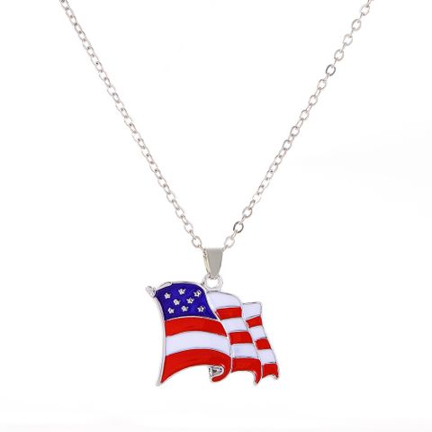 Estilo Moderno Bandera Estadounidense Aleación Embutido Diamantes De Imitación Día De La Independencia Mujeres Collar Colgante