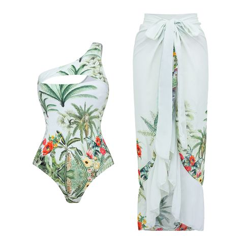 Women's Preppy Style Tropical Printing 1 Piece 2 Piece Set One Piece