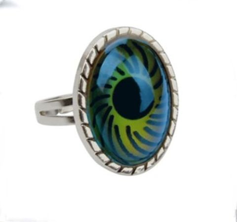 Retro Lady Oval Eye Alloy Inlay Artificial Gemstones Women's Open Ring