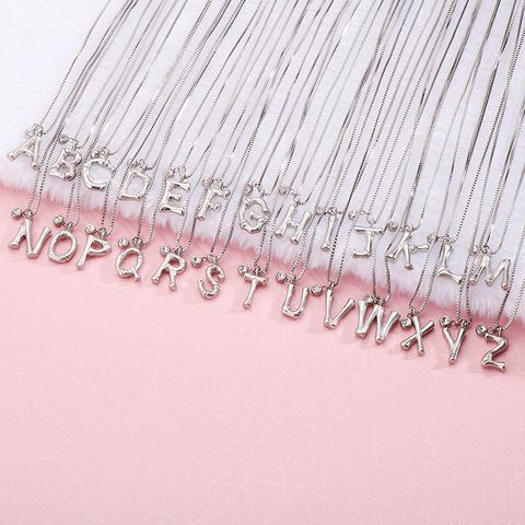 Hip-hop Simple Style Letter Titanium Steel Patchwork Pendant Necklace